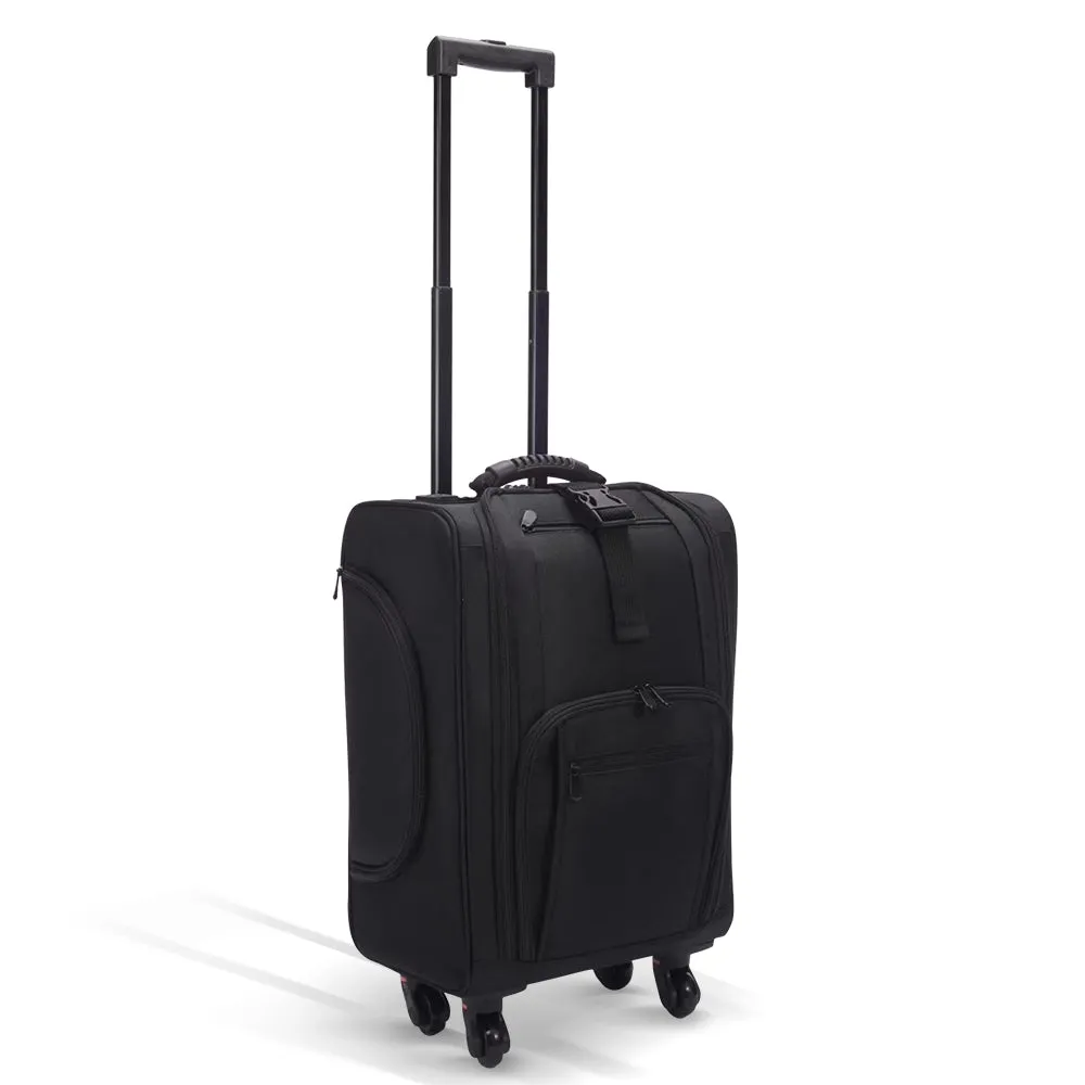 002# Nylon Trolley Makeup Bag with Pouch Black