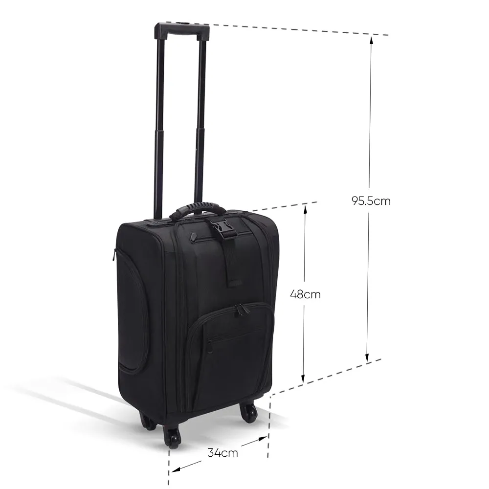 002# Nylon Trolley Makeup Bag with Pouch Black