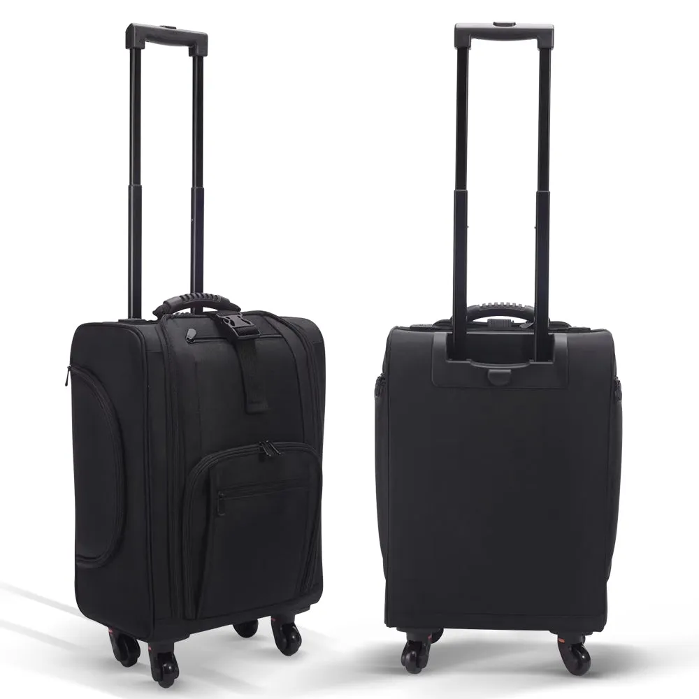 002# Nylon Trolley Makeup Bag with Pouch Black