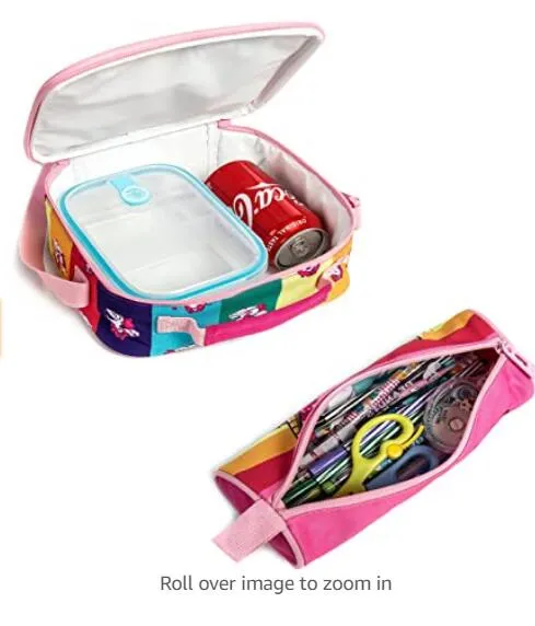 16-inch, 3-piece Cartoon Print Kids Rolling Schoolbag Set with Lunch Bag