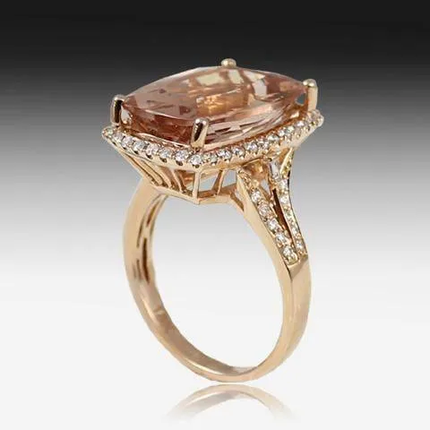 18kt Rose Gold Morganite and Diamond ring