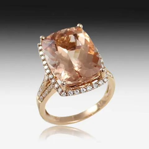 18kt Rose Gold Morganite and Diamond ring