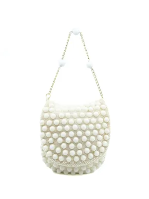 1960's Ivory Gumball Beaded Bag