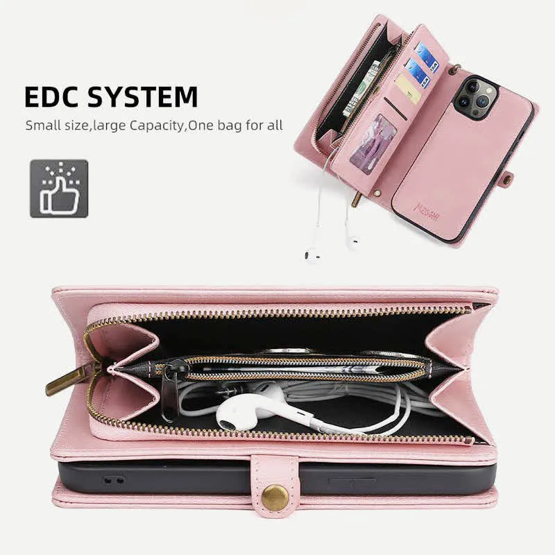 2 IN 1 Phone Bag Wallet Case for iPhone with Crossbody Strap