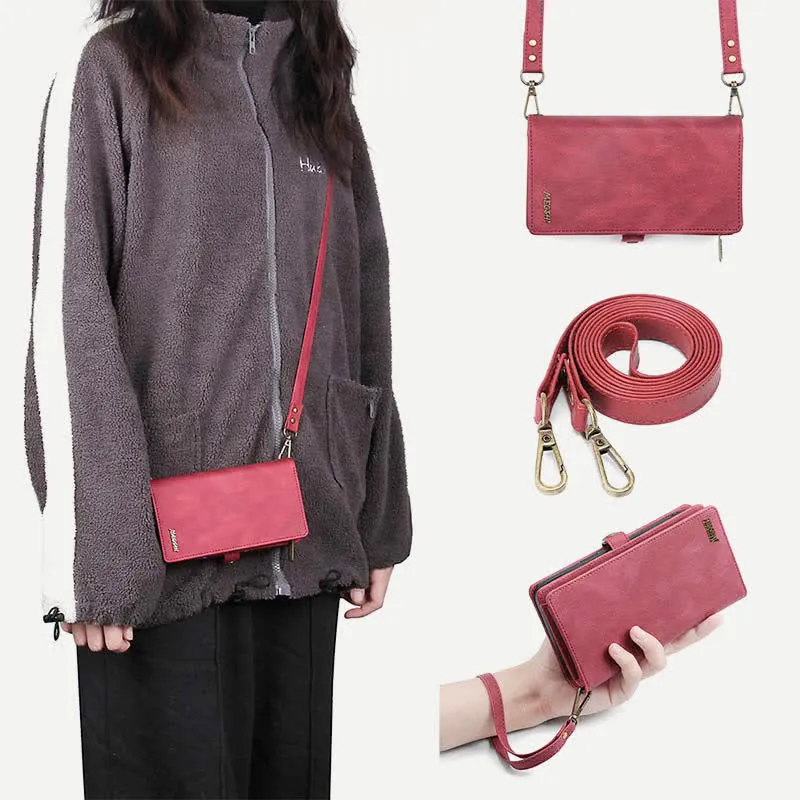 2 IN 1 Phone Bag Wallet Case for iPhone with Crossbody Strap