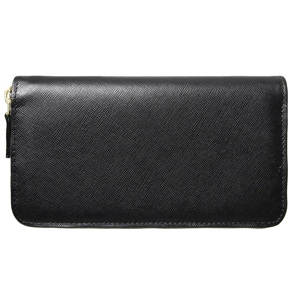 8 Credit Card Saffiano Zip Around Wallet Black