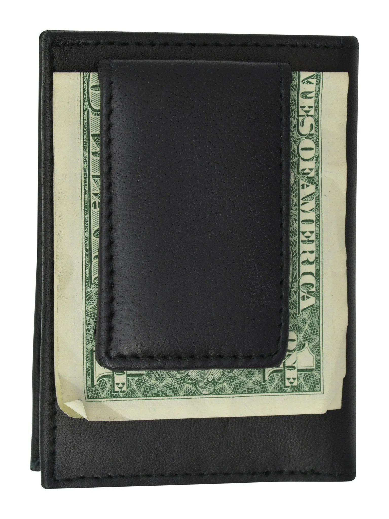 89 /Credit Card ID Holder Genuine Leather Mens Money Clip Wallet