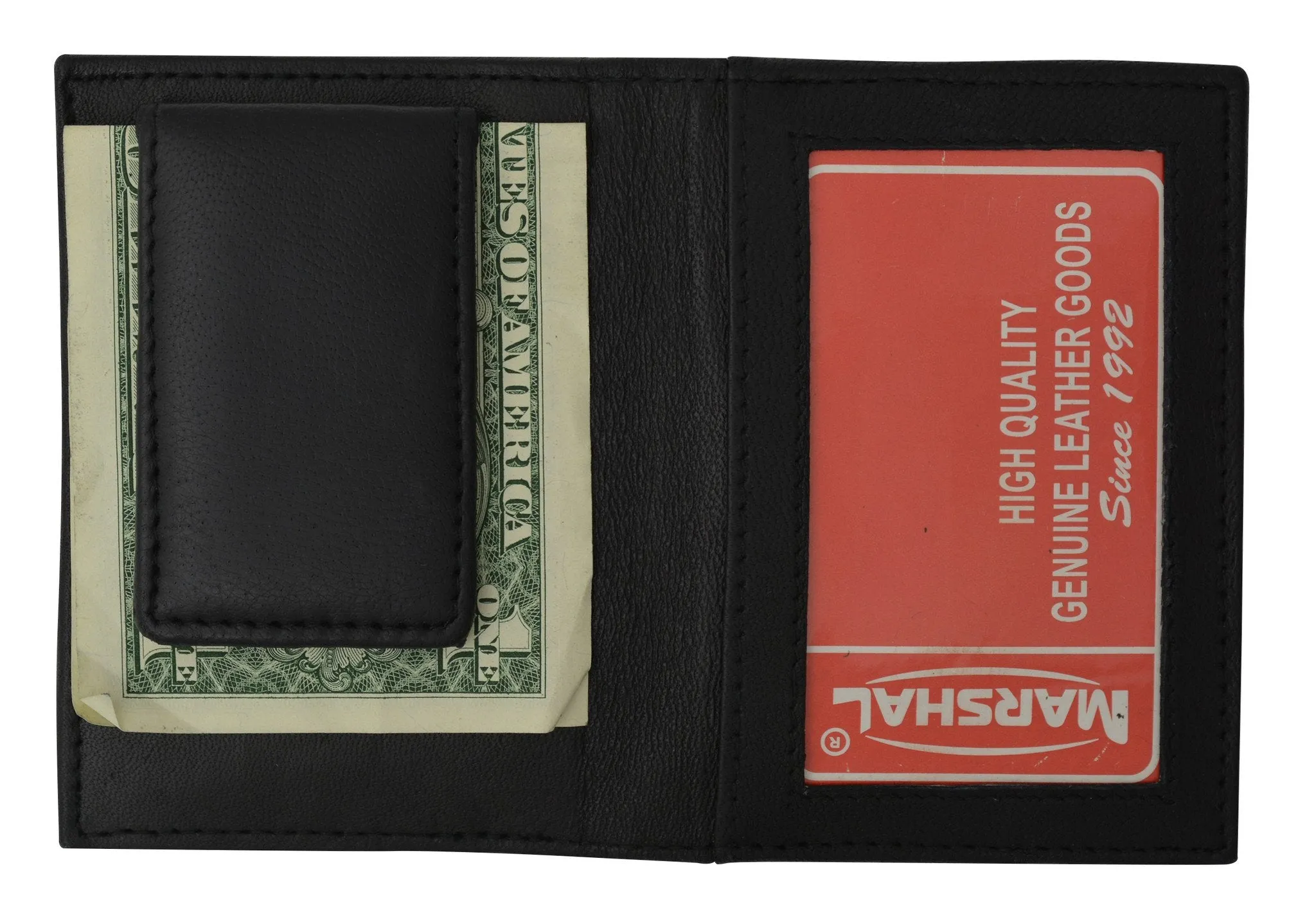 89 /Credit Card ID Holder Genuine Leather Mens Money Clip Wallet