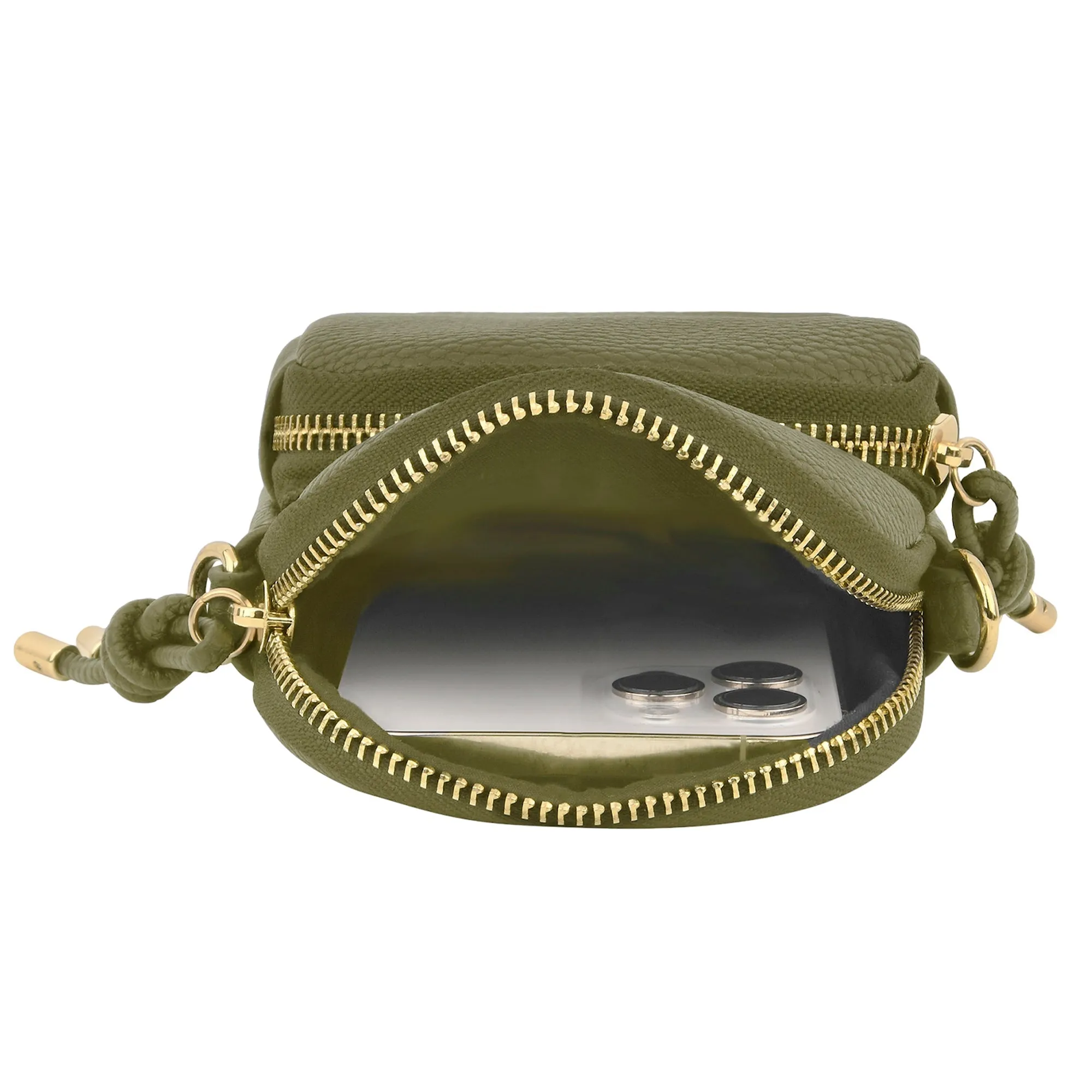 Accessorize London Women's Green Webbing Strap Phone Bag