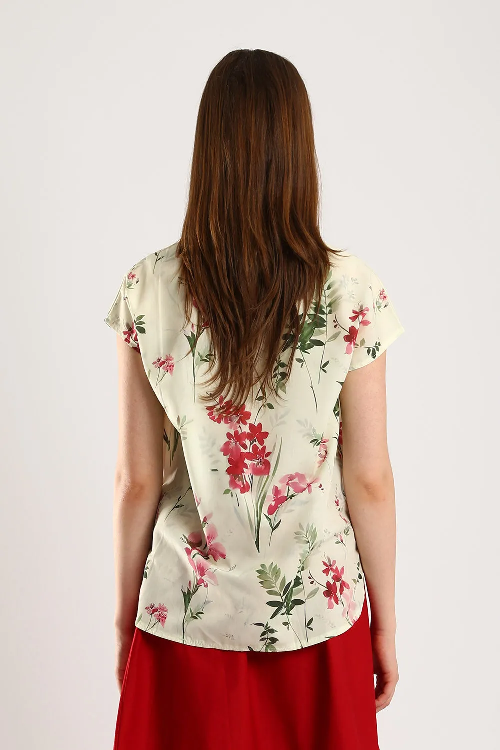 Astrid Floral Cotton Top in Light Green