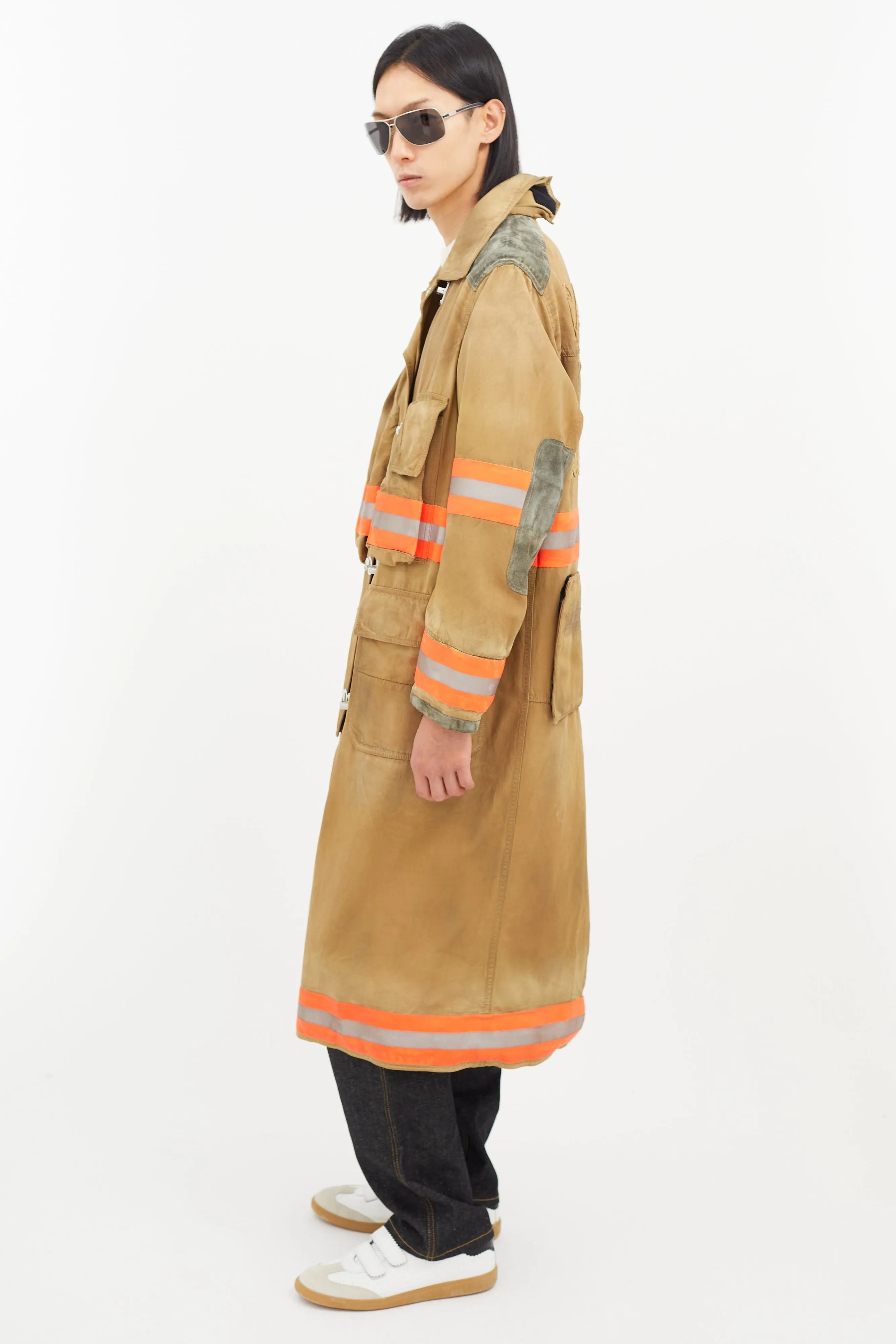 Beige & Multicolour Reflective Firefighter Jacket