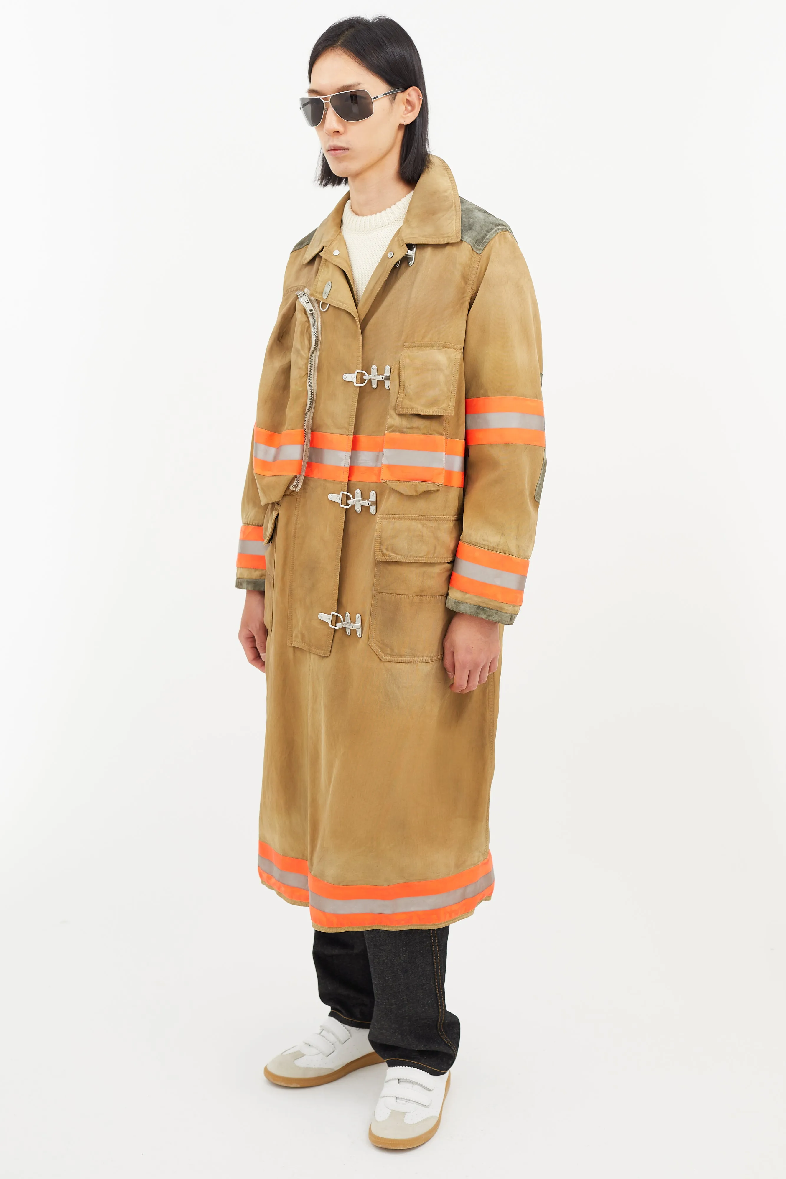 Beige & Multicolour Reflective Firefighter Jacket