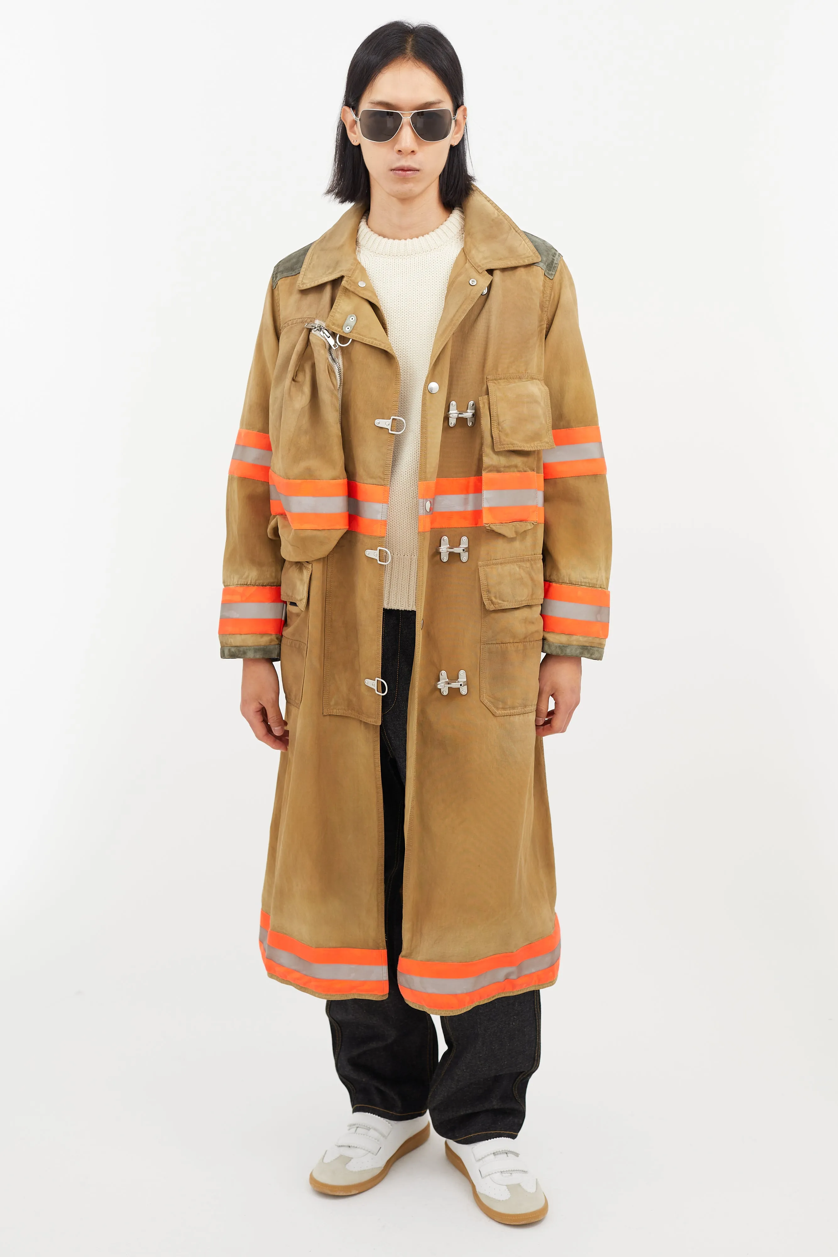 Beige & Multicolour Reflective Firefighter Jacket