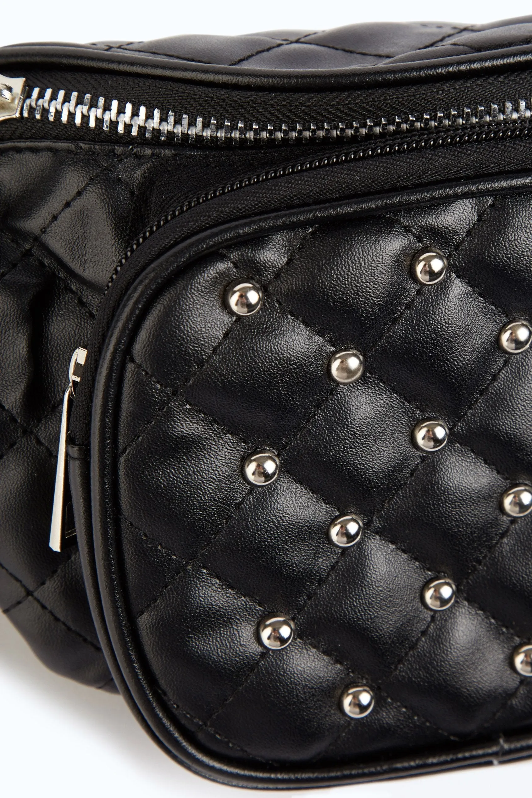 Black Quilted Stud Bum Bag