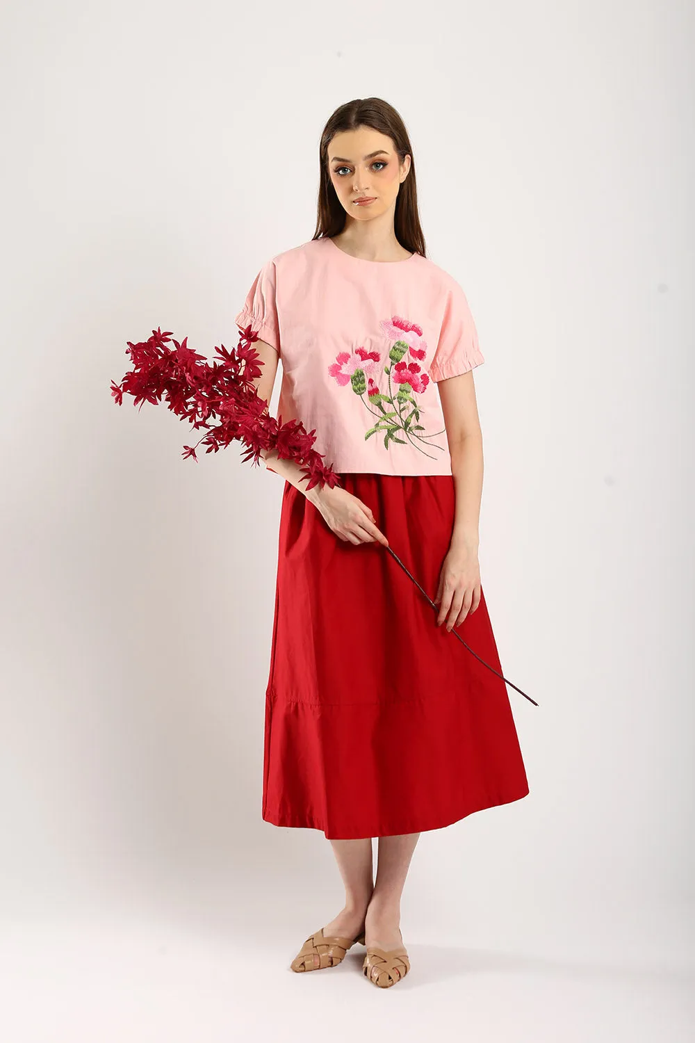 Blossom Embroidered Pink Top