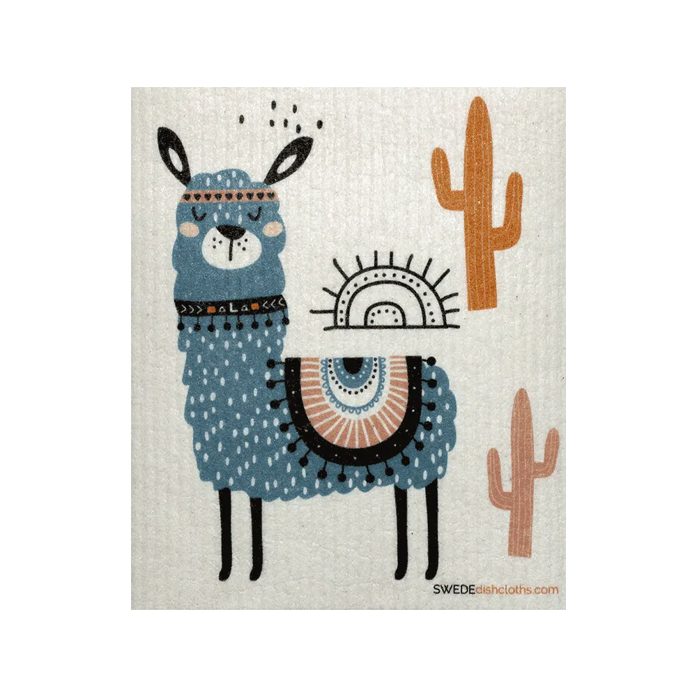 Blue Llama One Swedish Dishcloth