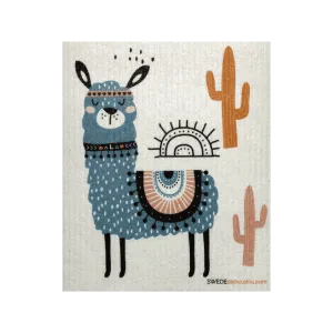 Blue Llama One Swedish Dishcloth