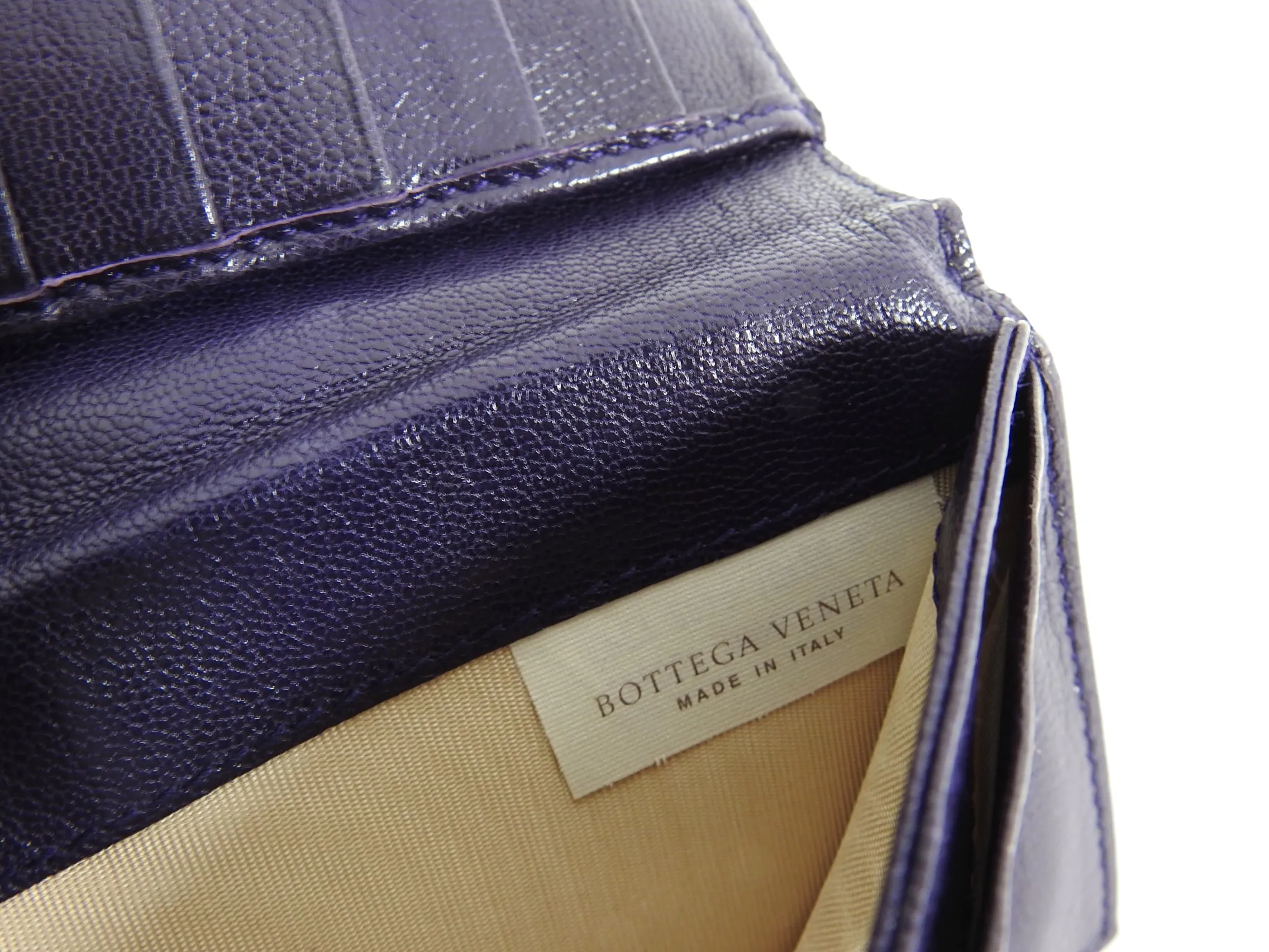Bottega Veneta Dark Purple Intrecciato Leather Wallet
