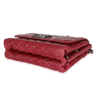 CHANEL 12P Red Glazed Calfskin Veau Brilliante Flap Bag