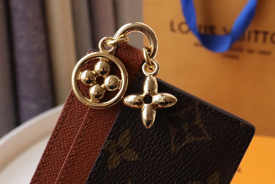 CHARM CARD HOLDER BROWN MONOGRAM CANVAS