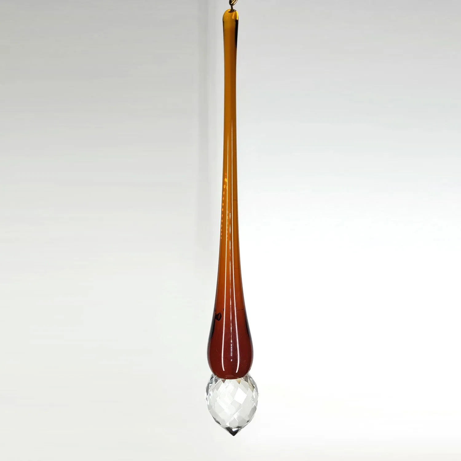 Combination Drop Crystal 7.5 inches Amber and Clear Prism
