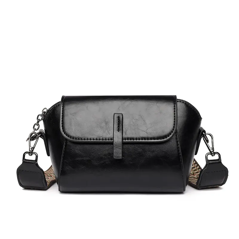 Compact Crossbody Bag for Women - Luxury Oil Wax Leather Shoulder Bag