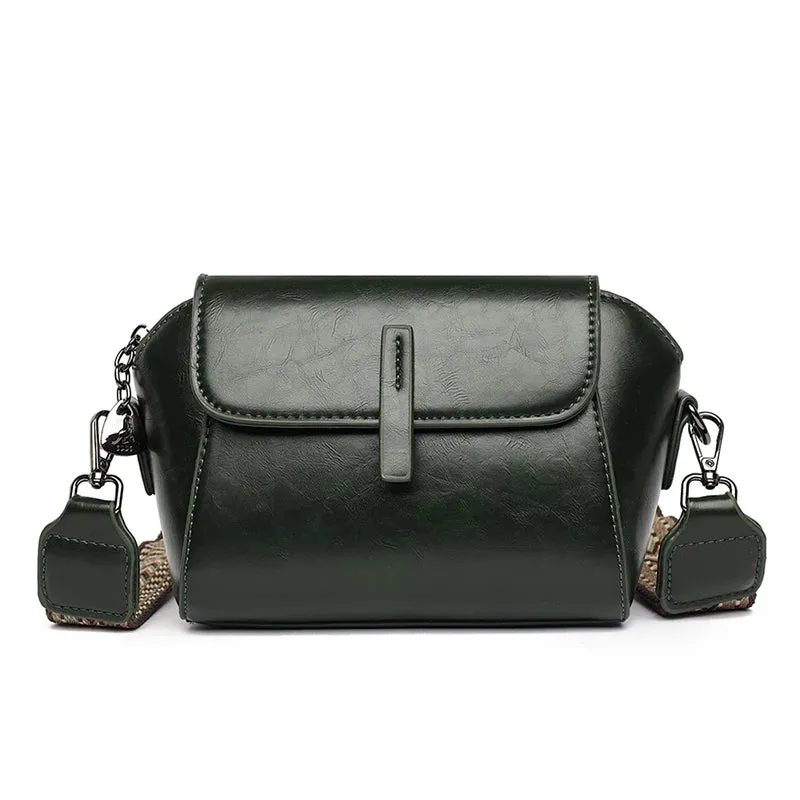 Compact Crossbody Bag for Women - Luxury Oil Wax Leather Shoulder Bag