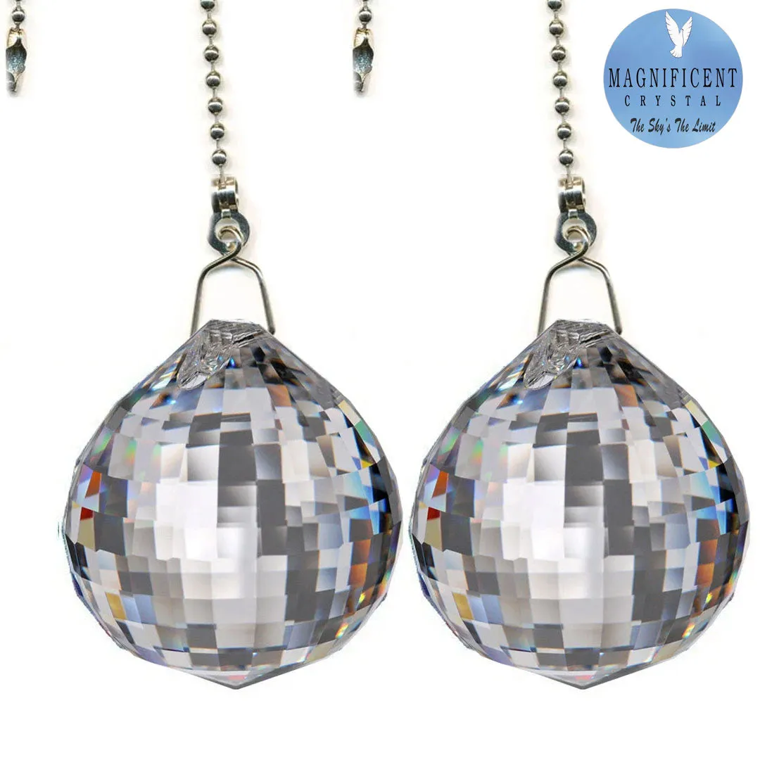 Crystal Fan Pulley 30mm Clear Faceted Ball Prism Magnificent Brand