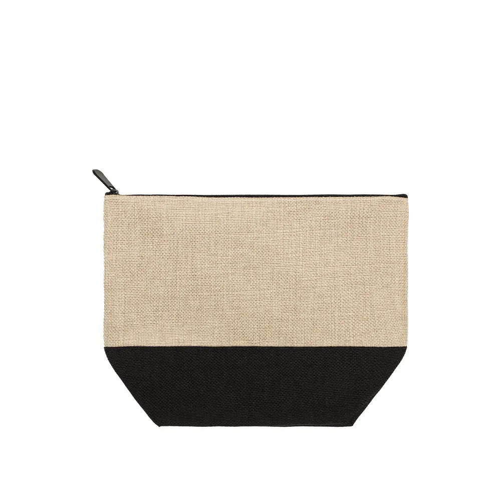 Dark Linen Cosmetic Bag With Black Base 18.5 x 24