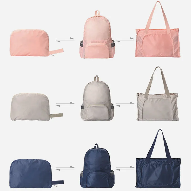 Dual Purpose Backpack Portable Lightweight Folding Travel School Bag