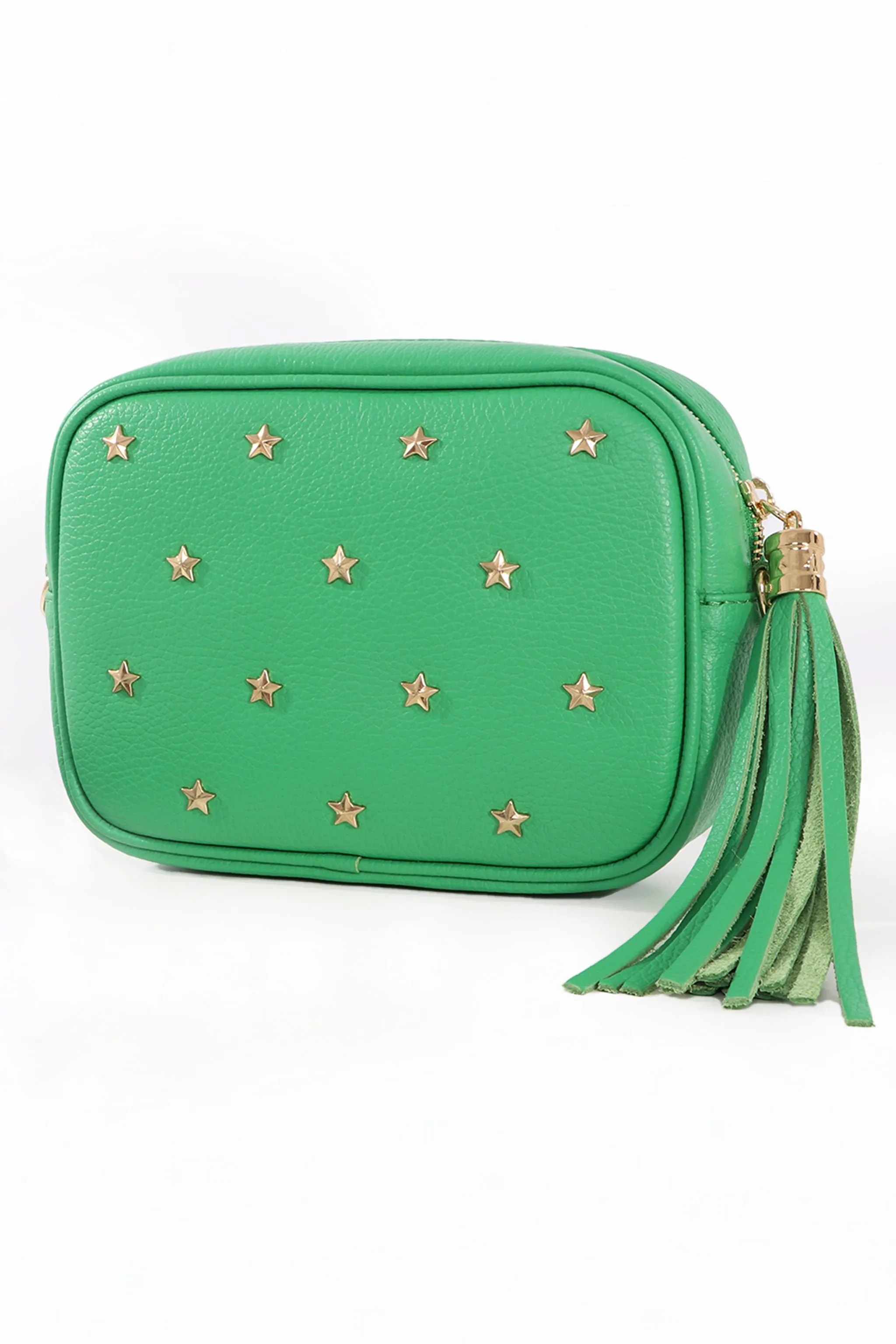 Eloise Star Studded Crossbody Bag - Green, Pebbled
