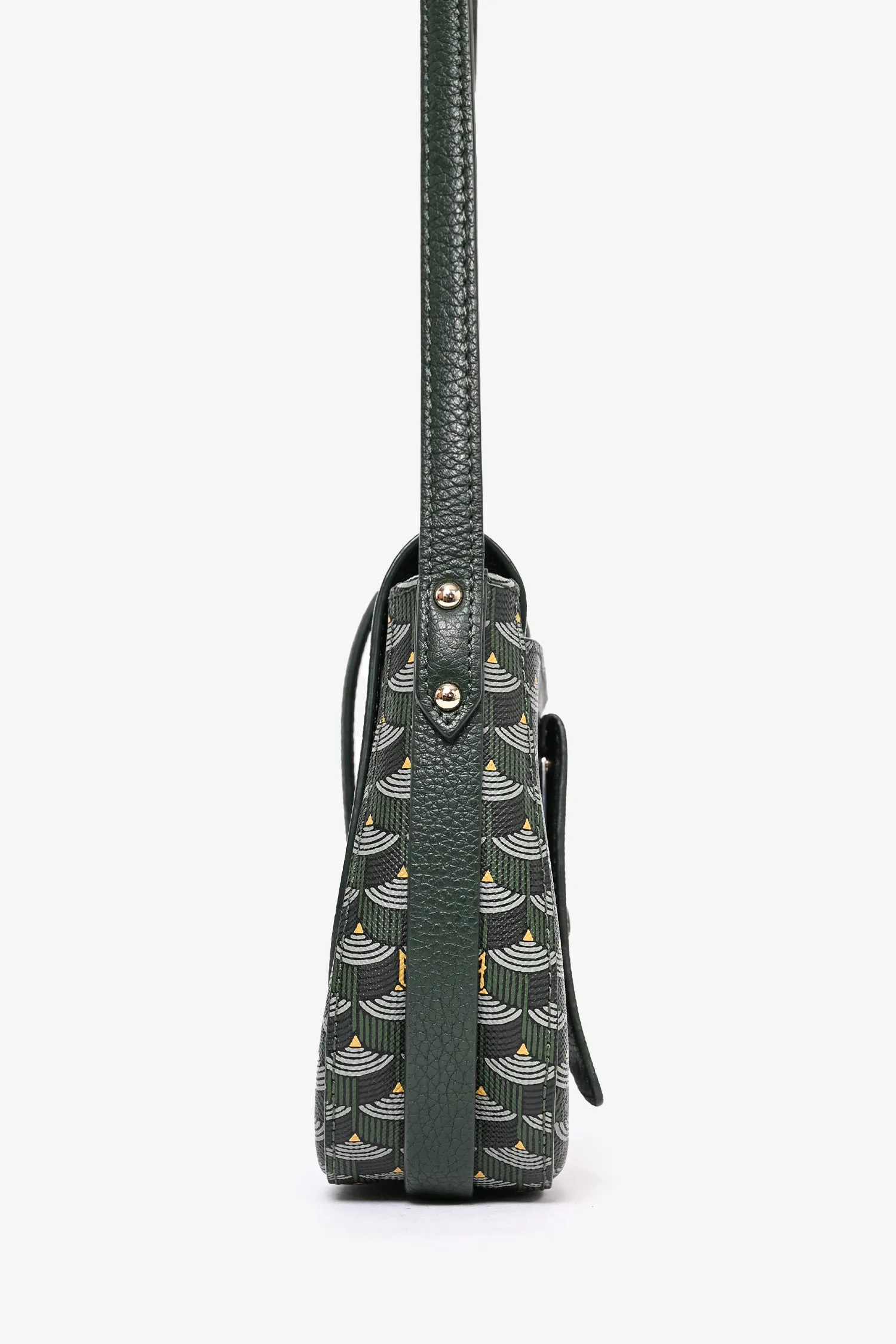 Faure Le Page Green Leather/Canvas 'Express 21' Crossbody