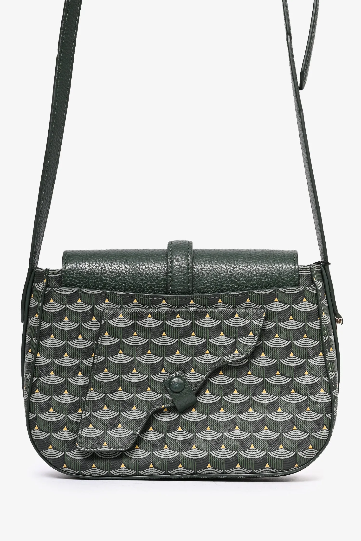 Faure Le Page Green Leather/Canvas 'Express 21' Crossbody