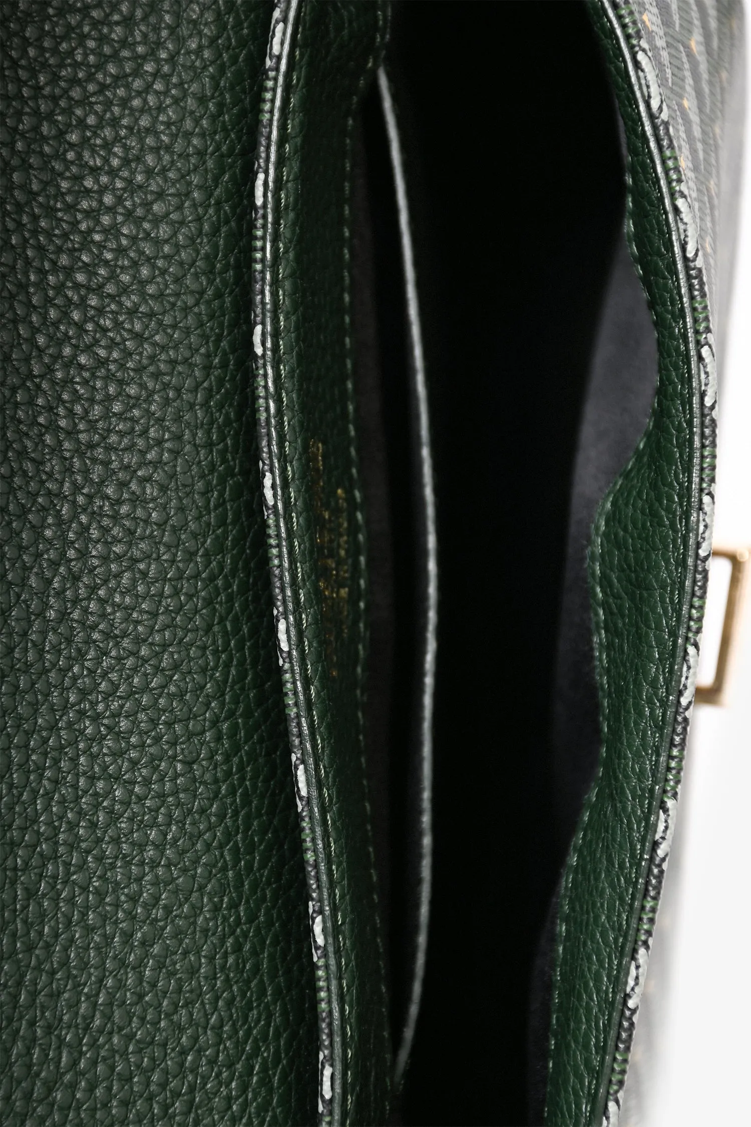 Faure Le Page Green Leather/Canvas 'Express 21' Crossbody