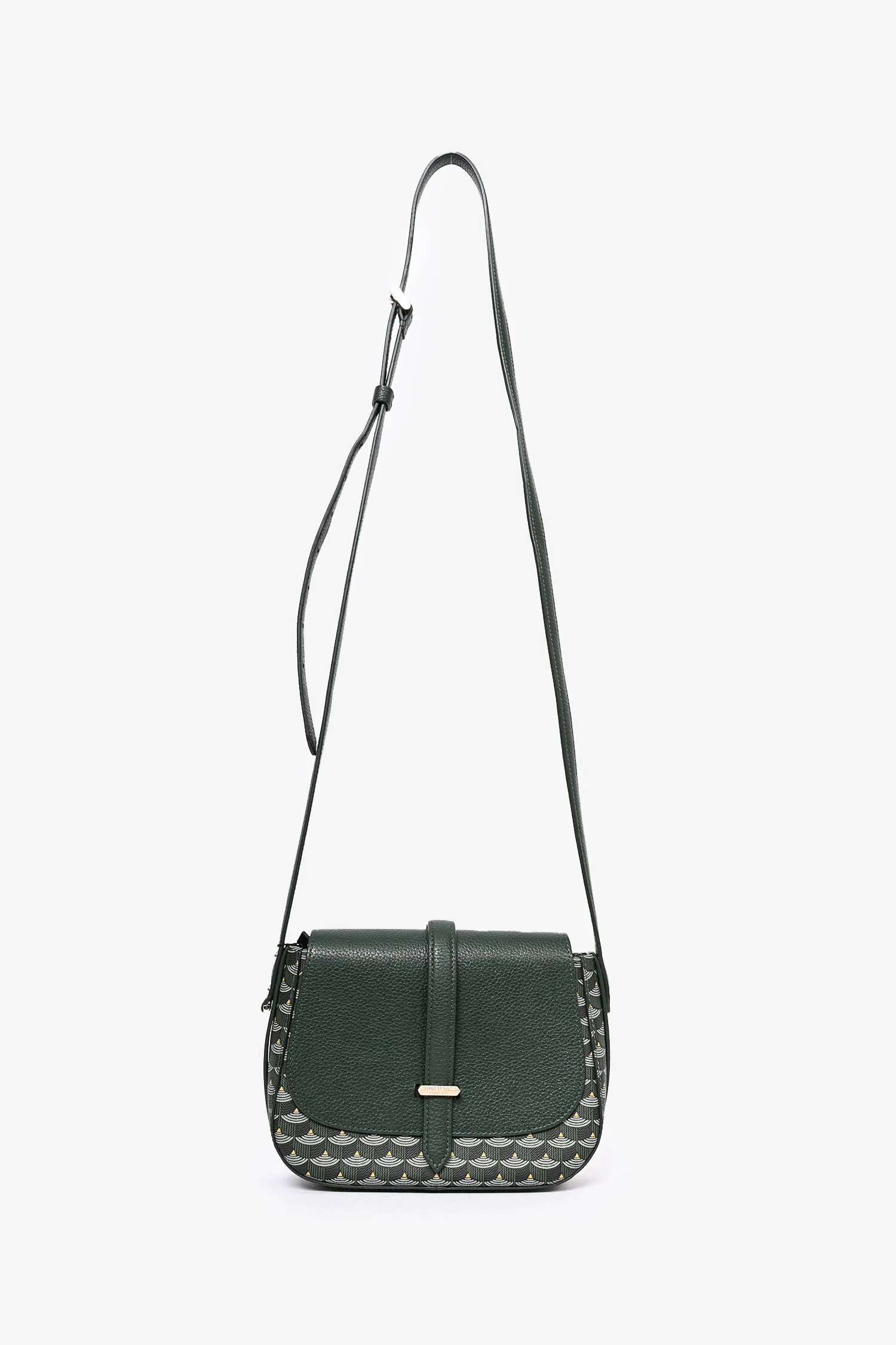 Faure Le Page Green Leather/Canvas 'Express 21' Crossbody