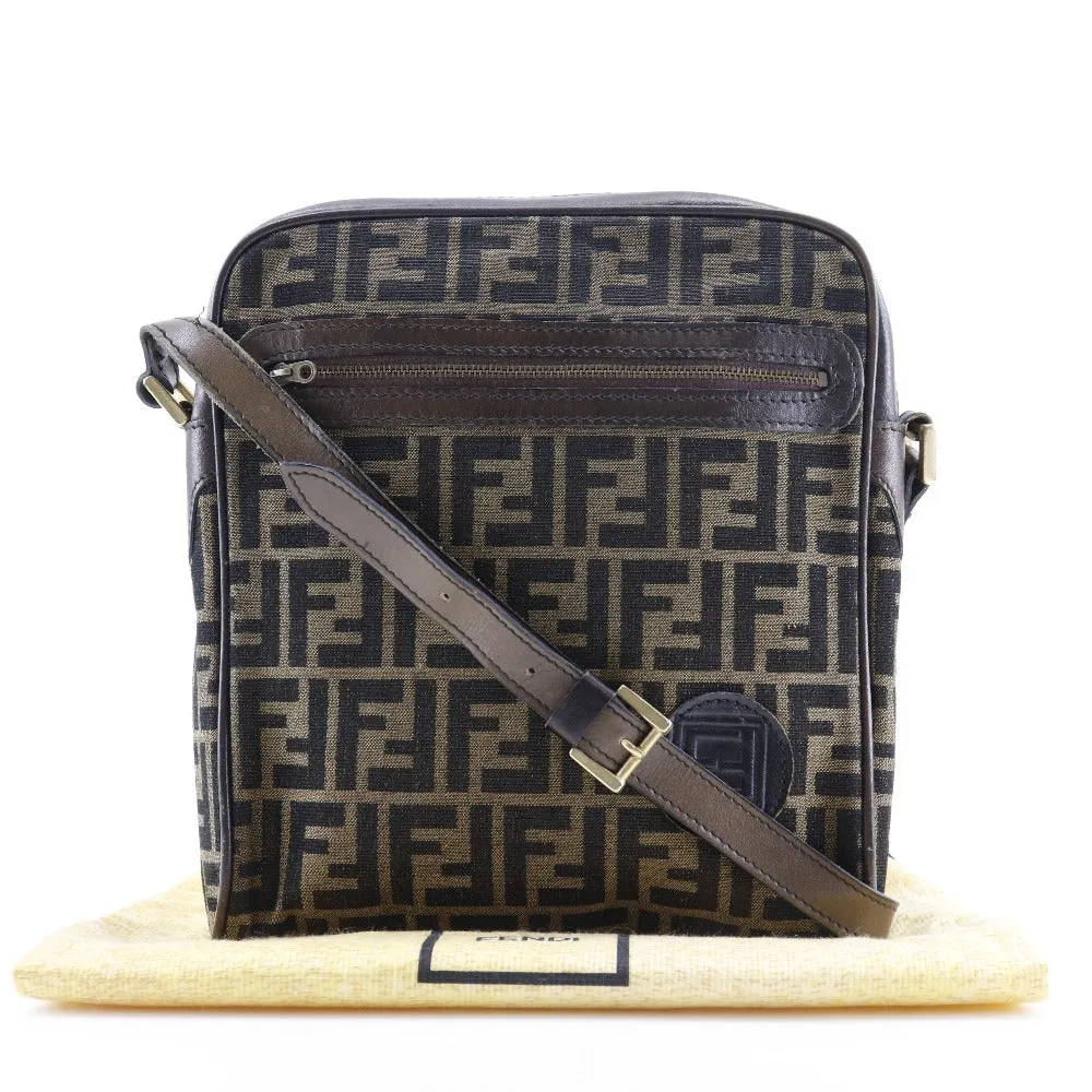 FENDI Shoulder Bag canvas Brown Zucca