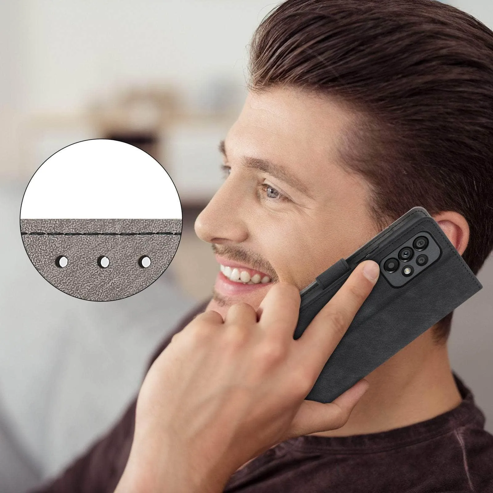 Galaxy A14 Anti-Theft Brush Leather Case