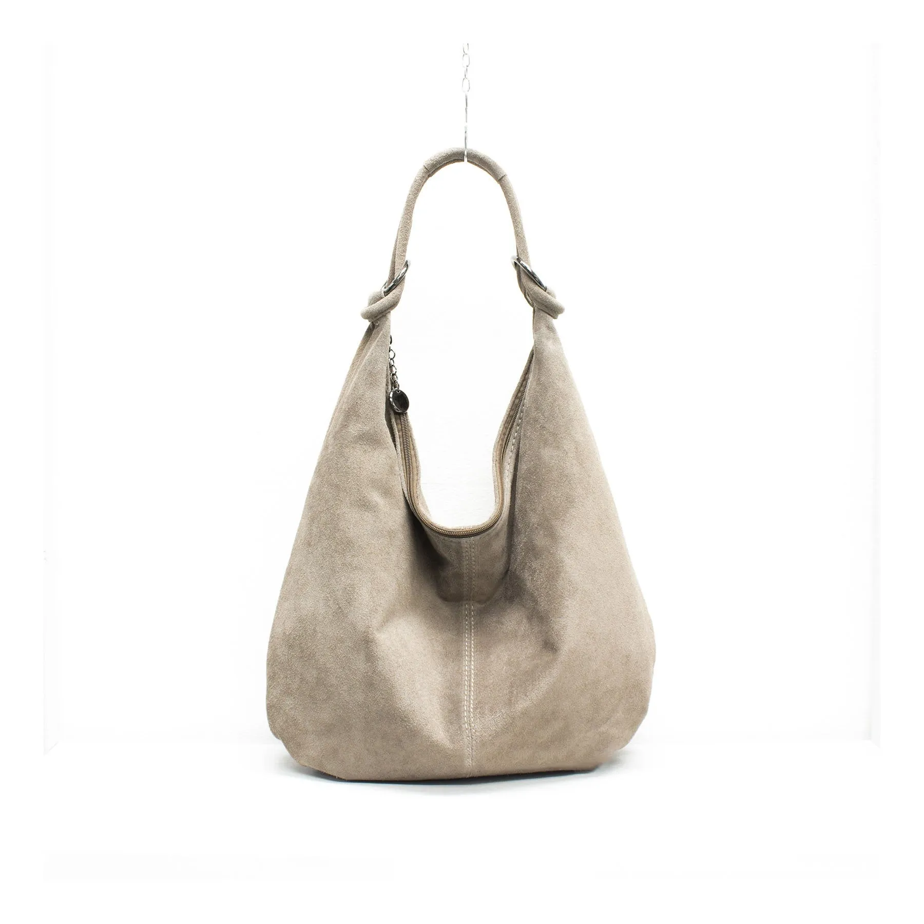 Genuine Suede Leather Large Hobo Shopper