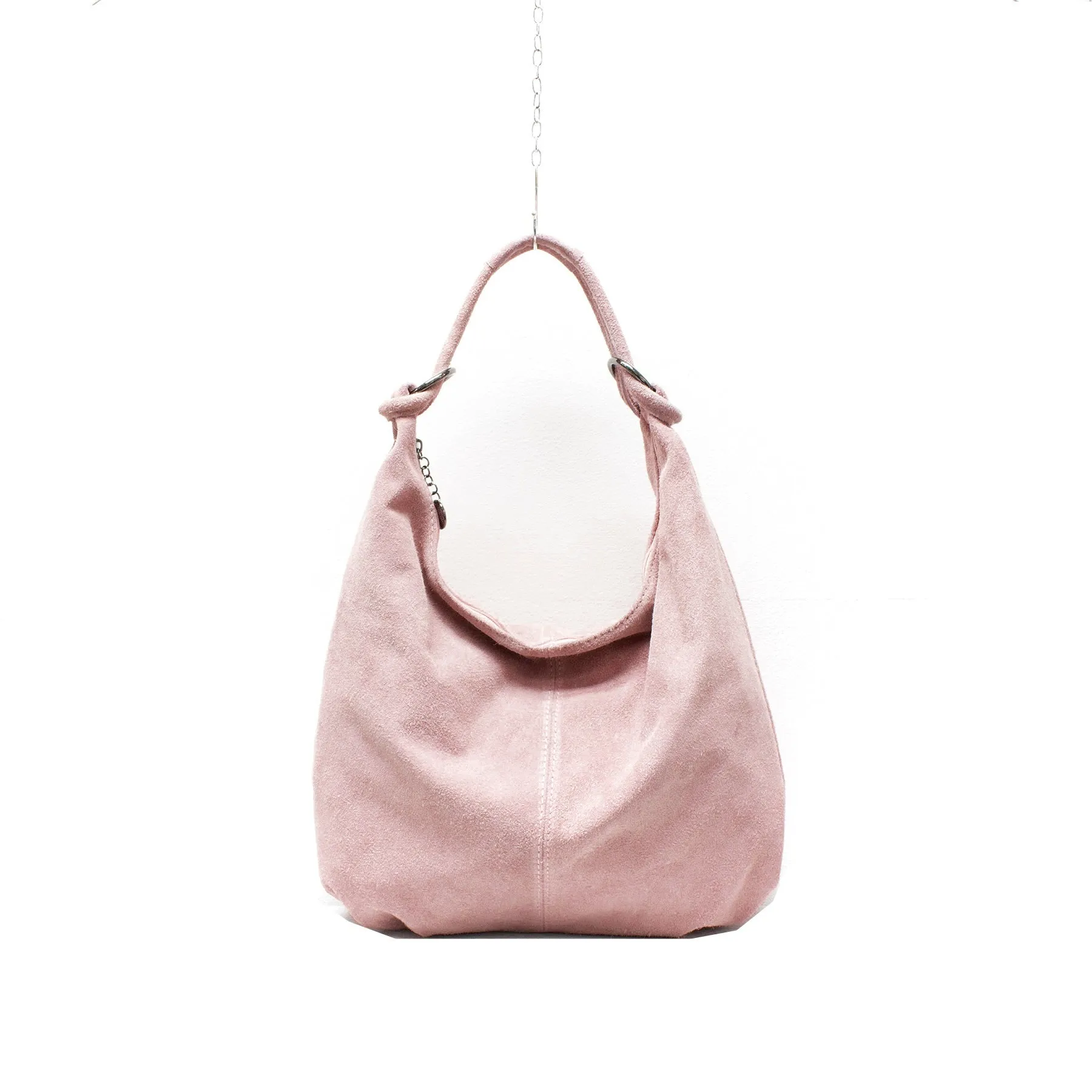 Genuine Suede Leather Large Hobo Shopper