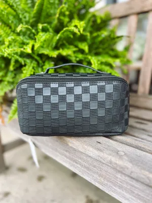 Leather Makeup Bag in Black
