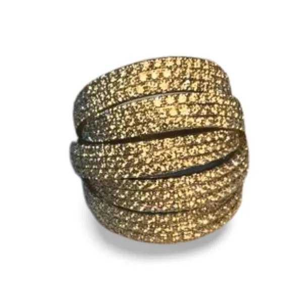 Magnificent 18K White Gold Diamond Dome Band Ring
