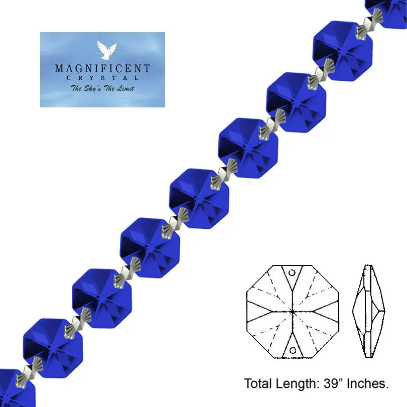 Magnificent Crystal Garland Blue 14mm Octagon Prism Strand