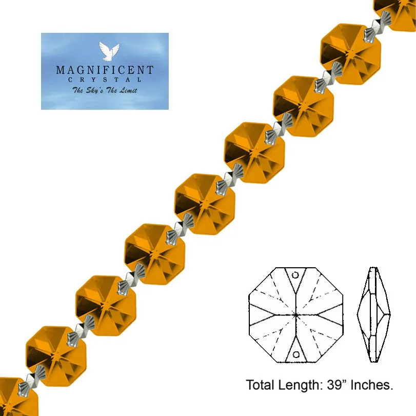 Magnificent Crystal Garland Topaz 14mm Octagon Prism Strand