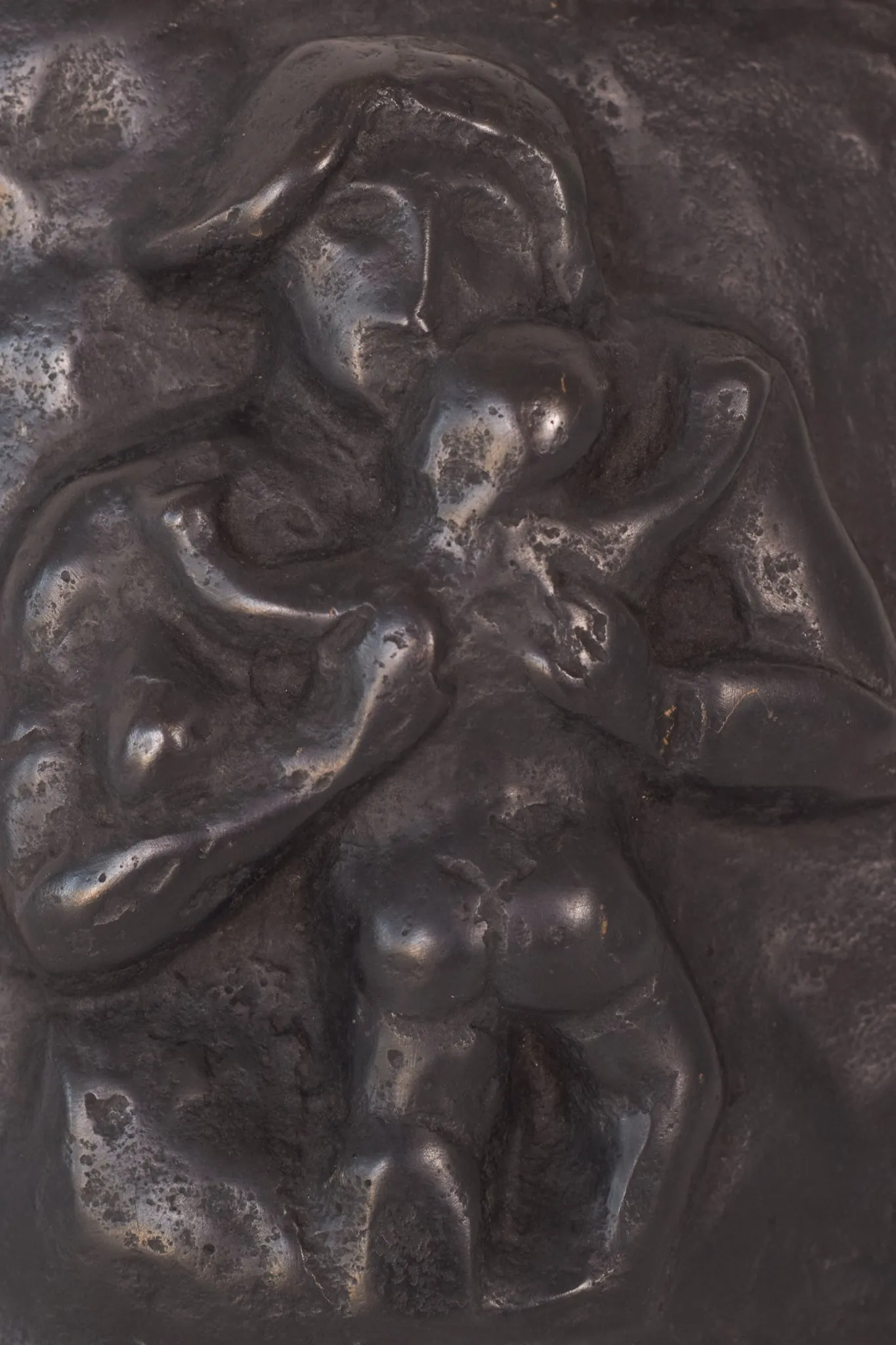 Manuel Martinez Hugué - Bronze Plaque of Mother and Child