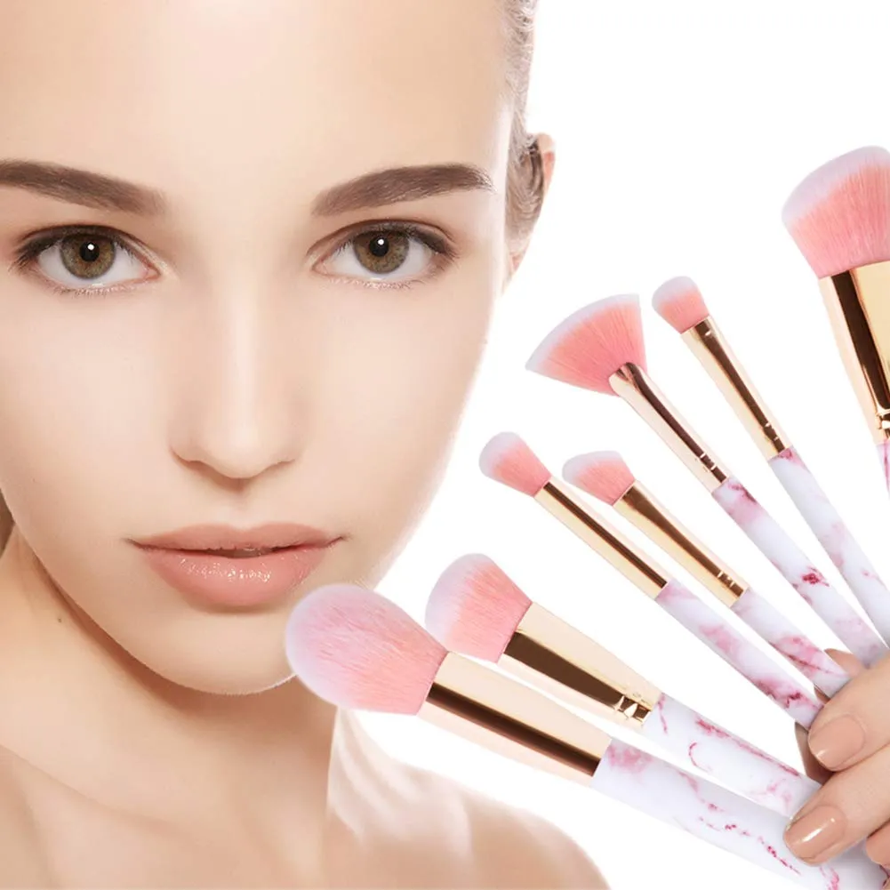 Marble-12pcs Makeup Brush Sets with Makeup Sponge and Cosmetic Bag