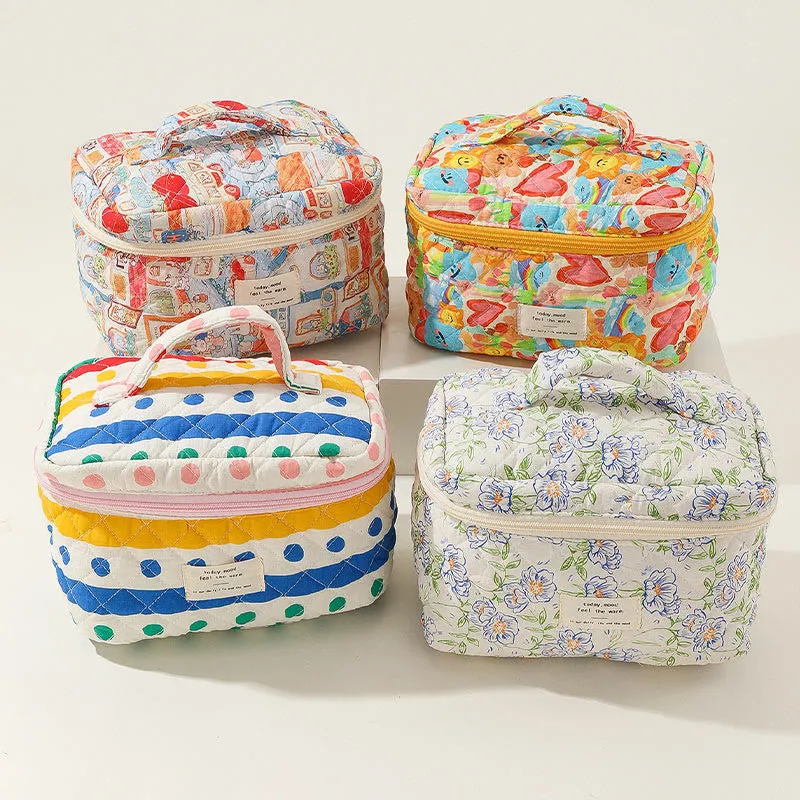 Portable Storage Bag For Women Cute Colorful Large Makeup Bag