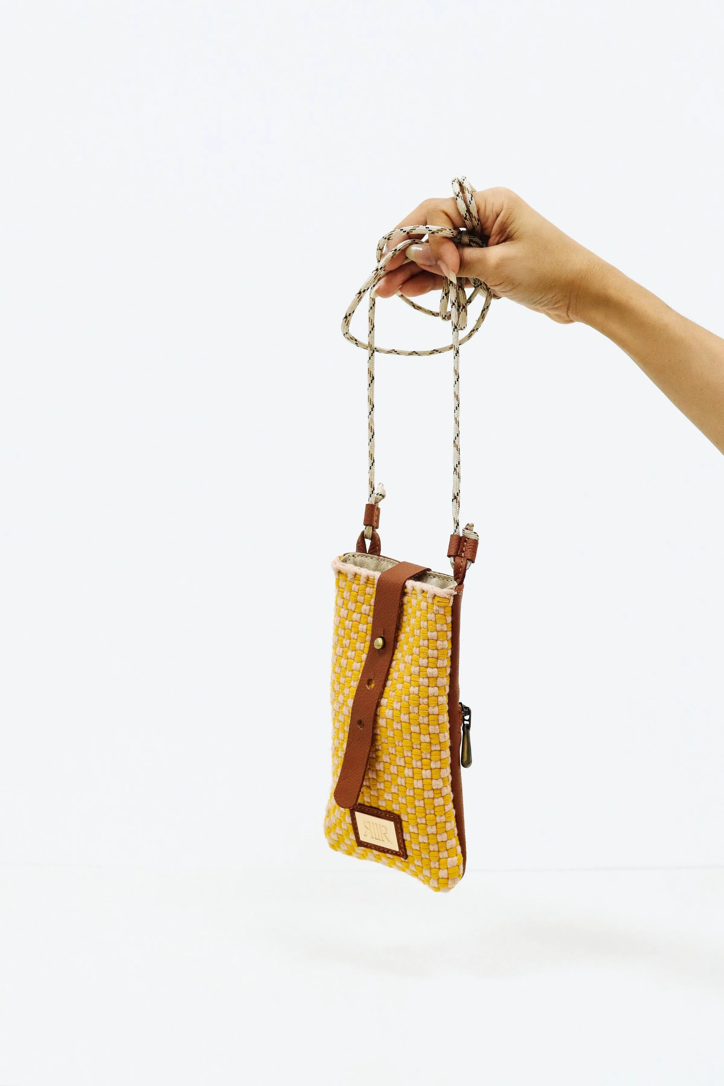 [Ready Today] Phone Sling Checkerboard Yellow & Blush
