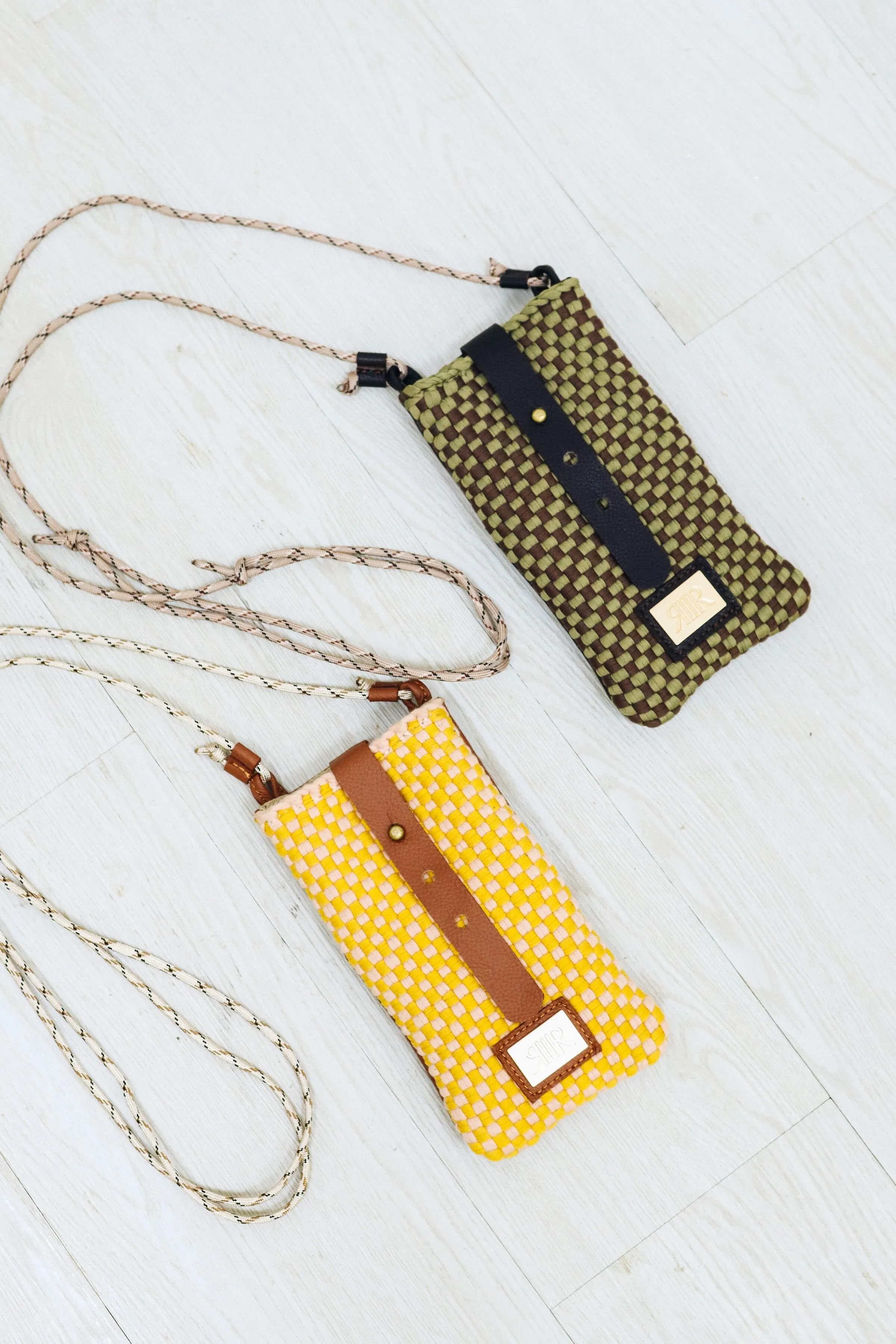 [Ready Today] Phone Sling Checkerboard Yellow & Blush