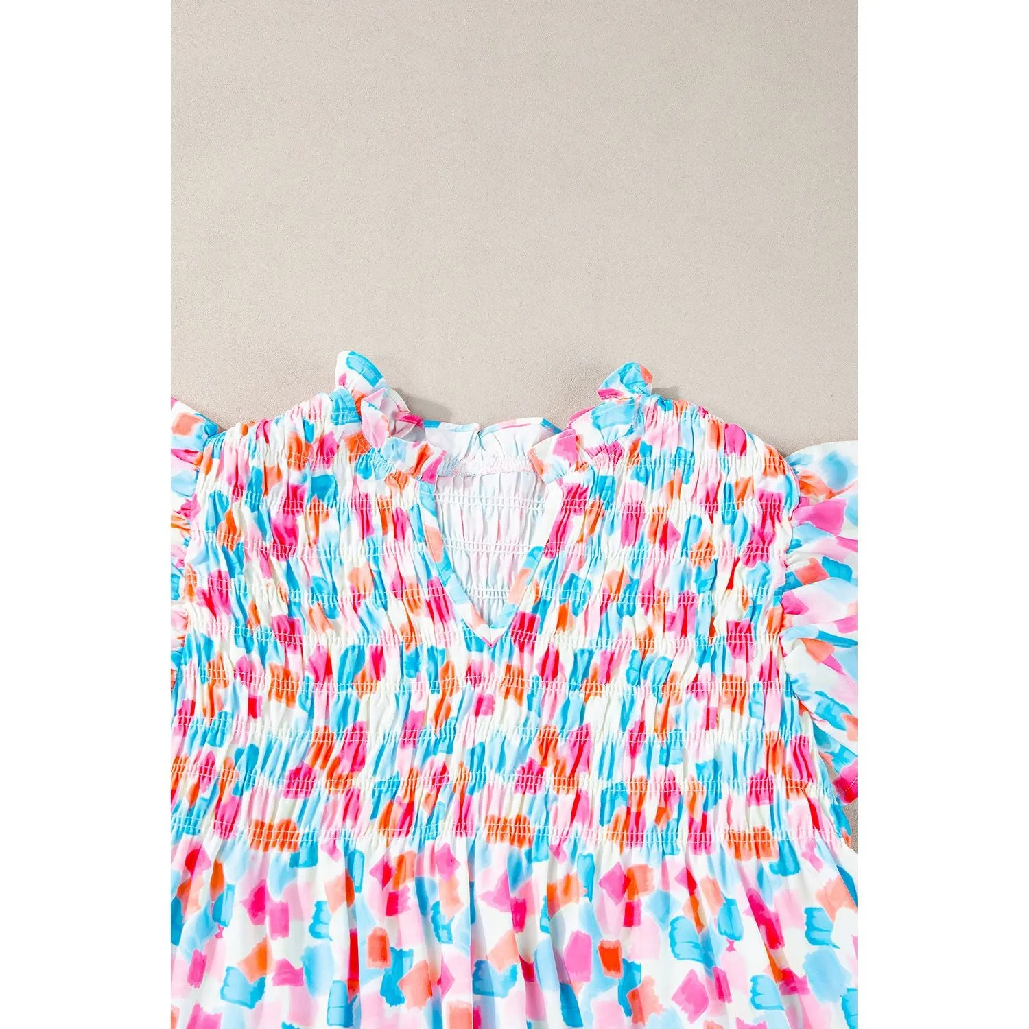 Skies Are Blue Ruffled Abstract Printed Blouse