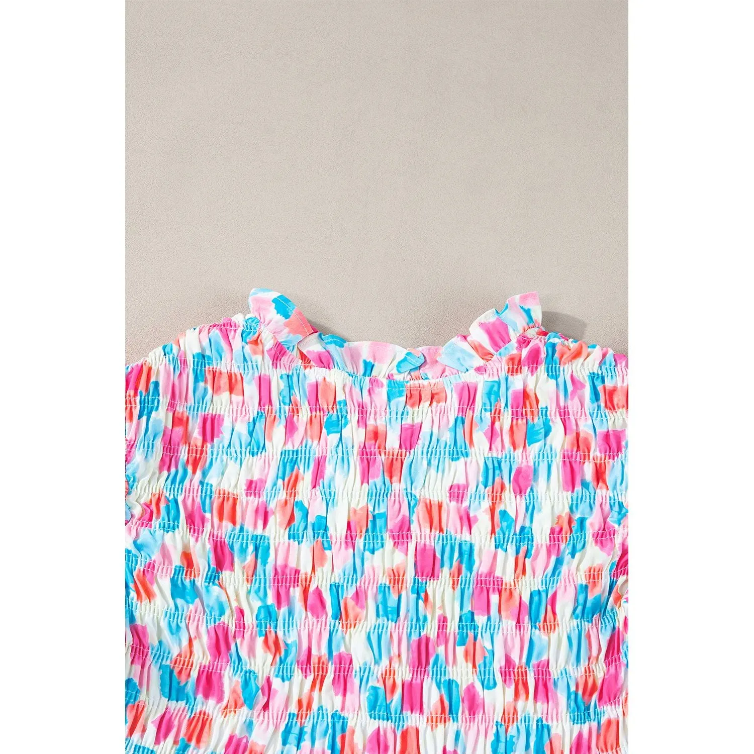 Skies Are Blue Ruffled Abstract Printed Blouse